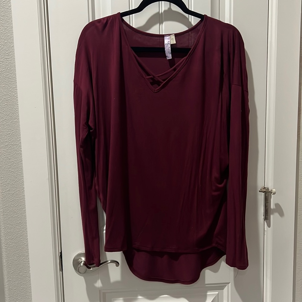 Wine colored cross blouse